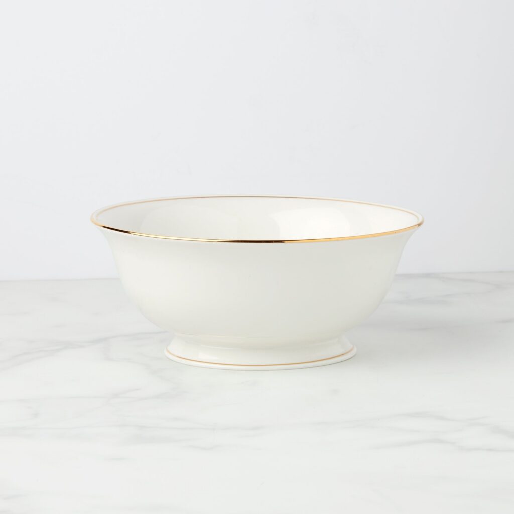 Porcelain Large Serving Bowl with Gold Accents