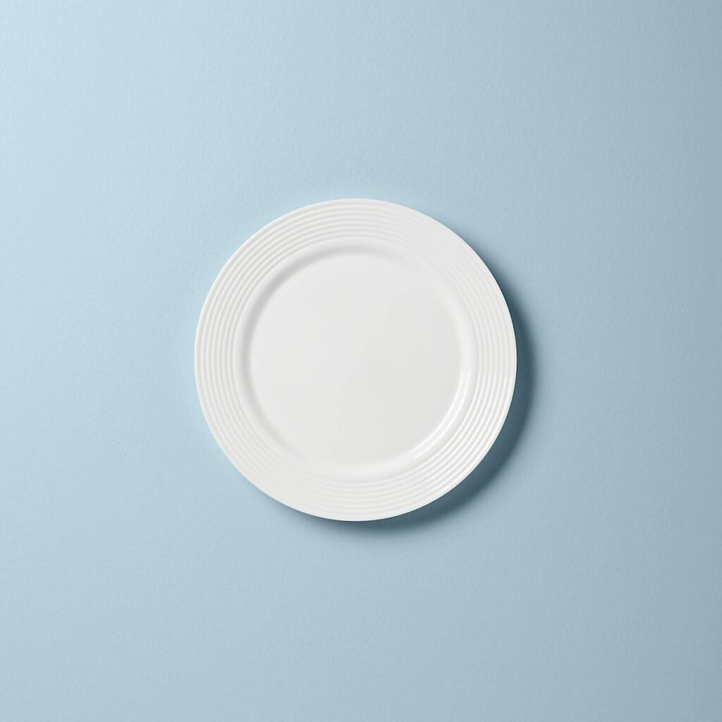 White Textured Ring Dinner Plate